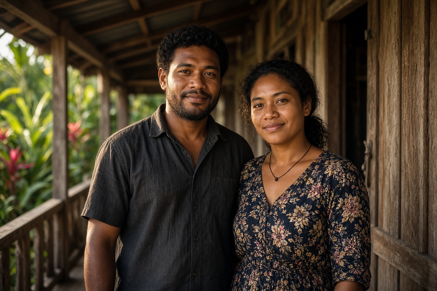 A ni-Vanuatu couple at home — family stays on the platform